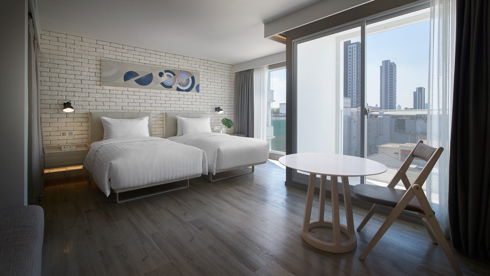 Twin beds in Studio with Balcony - Shama Yen-Akat Bangkok